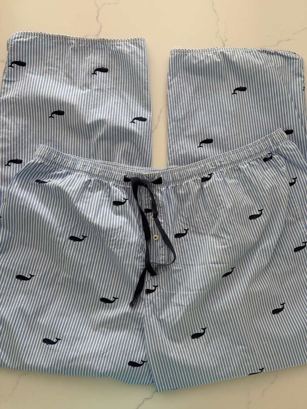 L.L.Bean Women's 2X Whale Print Cotton Lounge Pajama Pants Like New. Washed